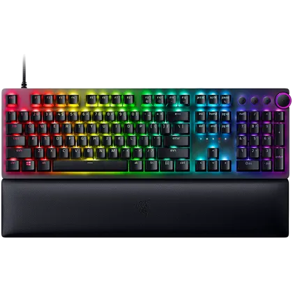 Razer Huntsman V2, Optical Gaming Keyboard (Linear Red Switch), US Layout, Doubleshot PBT Keycaps, Sound Dampening Foam, Razer Chroma™ RGB, Up to 8000Hz polling rate, Aluminum matte top plate
