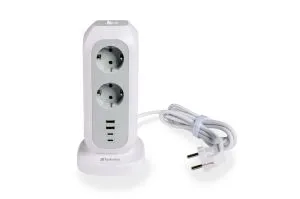 Splitter Verbatim EUPT-01 EU Power Tower 11 AC with 2 x USB-C / 2 x USB-A