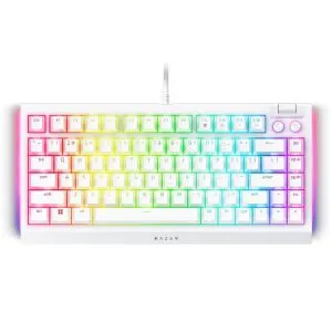 Razer BlackWidow V4 75% White, Gaming Keyboard, US Layout, Hot-swappable Design, Compact 75% Layout with Aluminum Case, Mechanical Switches (Tactile), Razer Chroma RGB, Dedicated media roller with 2 dedicated media buttons, Detachable Type C Cable