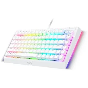 Razer BlackWidow V4 75% White, Gaming Keyboard, US Layout, Hot-swappable Design, Compact 75% Layout with Aluminum Case, Mechanical Switches (Tactile), Razer Chroma RGB, Dedicated media roller with 2 dedicated media buttons, Detachable Type C Cable