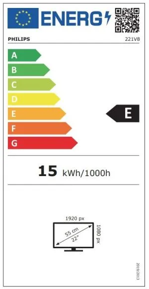 Monitor LED Philips 221V8/00 , V-line, 21.5" 1920x1080 la 75Hz, 16:9, VA, 4000:1, 4ms, 200nits, 178/178, Anti-orbire, 3H, Negru, Tilt, VGA Les VGA , HDMI, 3 ani
