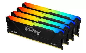 Memorie Kingston FURY Beast Black RGB 64GB(4x16GB) DDR4 3200MHz CL16 1Rx8 KF432C16BB2AK4/64