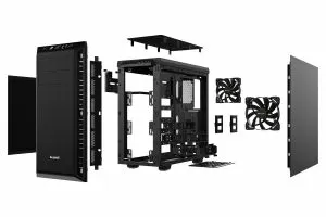 liniște! PURE BASE 600 Black, ATX/M-ATX/Mini-ITX, 1x Pure Wings 2 140mm, 1x Pure Wings 2 120mm, controler de ventilator în 3 trepte, 2x USB 3.2 Gen. 1, microfon + audio, garanție 3 ani
