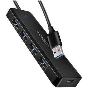 AXAGON HUE-C1A 4x USB3.2 Gen 1 Travel hub, USB-C power IN, w. 20cm Type-A cable