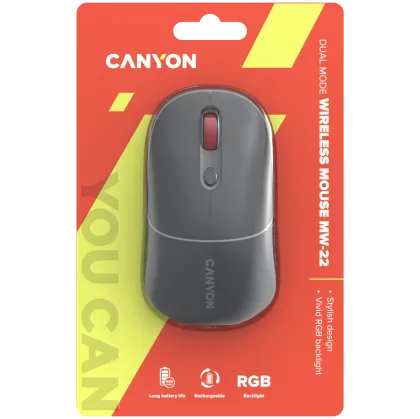 CANYON mouse MW-22 2in1 BT/ Wireless Dark Grey
