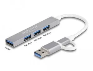 Deblocați hub USB, USB-C / USB-A - 3 x USB-A 2.0 + 1 x USB-A 5 Gbps
