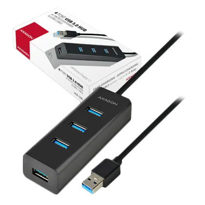 AXAGON HUE-S2BL 4x USB3.0 Charging Hub 1.2m Cable, MicroUSB Charging
