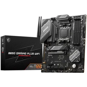 Placa principală MSI Desktop B650 Gaming Plus WIFI, AM5, 4x DDR5, HDMI, DP, 2x PCI-E x16, 1x PCI-E x1,3xM.2, 4xSATA 6G, 4x USB 2.0, 4x USB 3.2 Gen1 Tip A, 3x USB 3.2 Gen2 tip A, 1x USB 3.2 Gen2 tip C, 1x USB 3.2 Gen2x2 tip C, 2.5GLAN, Wi-Fi 6E, BT5.3 ATX