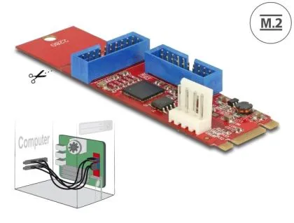 Adaptor Delock, M.2 Key B+M tată la 2 x USB 5 Gbps Pin Header