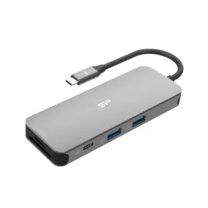 Stație de andocare Silicon Power SR30 8 în 1 USB-C, HDMI 4K, USB 3.2, port Ethernet, slot MicroSD