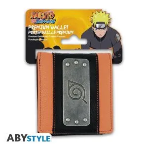 Portofel ABYSTYLE NARUTO SHIPPUDEN Naruto, emblemă metalică, portocaliu/maro