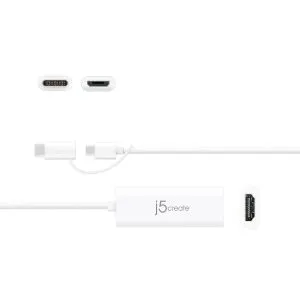 Видео адаптер j5create JUA165C, За андроид, USB-C/USB-B мъжко - HDMI женско, Бял