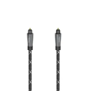 Optik ses kablosu HAMA ODT fişi (Toslink), Metal uçlu, 1,5 m, Siyah