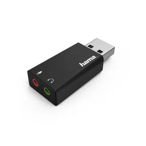 Placă de sunet HAMA 2.0 Stereo, USB 2.0, Negru