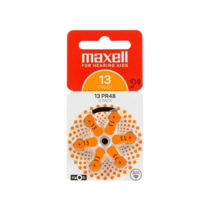 Батерия цинково въздушна MAXELL ZA13 6 бр. бутонни за слухов апарат в блистер