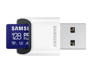 Memory card Samsung PRO Plus microSD Card (2023), 128GB, Adapter, USB reader