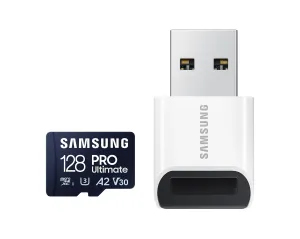 Card de memorie Samsung PRO Ultimate, microSDXC, UHS-I, 128GB, Adaptor, cititor USB