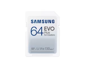 Карта памет Samsung EVO Plus, SD Card, 64GB, Бяла