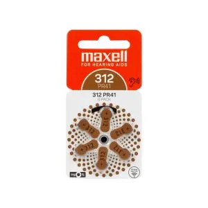 Baterie zinc aer MAXELL ZA312 6 buc. butoane pentru aparat auditiv într-un blister