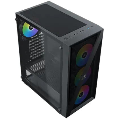 Blade EN40887 ATX/M-ATX/MINI ITX, USB3.0 X1, USB2.0 X2, HD AUDIO, Mehsed Grill Frontpanel & Left Tempered Glass, 4PCS X20C Auto Running LED Fan