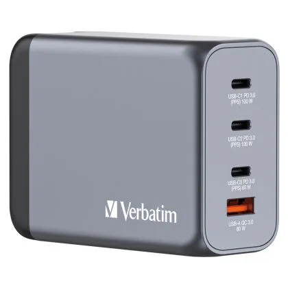 Încărcător Verbatim GNC-200 GaN Încărcător 4 porturi 200 W USB A/C (UE/UK/SUA)