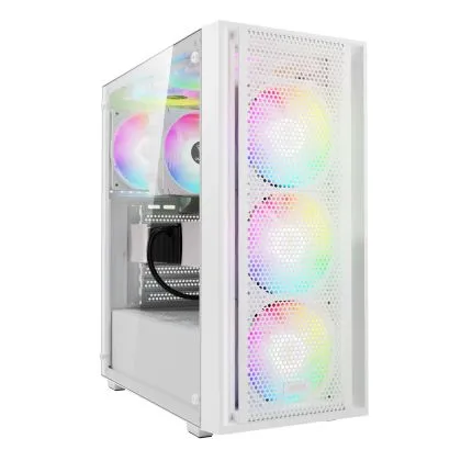 Gamdias box Case ATX - AURA GC2 Elite White - Mesh, RGB, Sticla Securizata