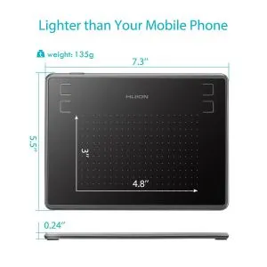 Grafik tablet HUION Inspiroy H430P, USB, Siyah