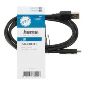 Cablu HAMA USB-C tată -USB 2.0 A tată, 0,9 m., 480Mbit/s, ambalare în vrac