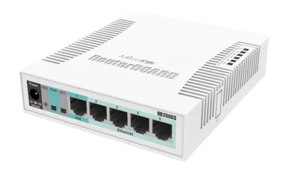 Switch MikroTik RB260GS CSS106-5G-1SR2, 10/100/1000Mbit, 128 KB, PoE, SwOS