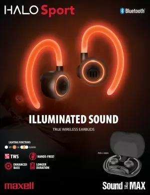 Căști-muțe Bluetooth MAXELL HALO SPORT, True Wireless, Bluetooth 5.0, Negru