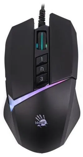 Mouse optic gaming A4 Bloody W60 Max Stone, cu fir, USB, RGB, 10000 cpi, 8 butoane, negru