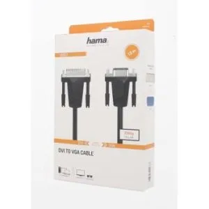 Cablu HAMA 200714, DVI tată - VGA tată, 1,5 m, Ecranat, 1080p, Negru