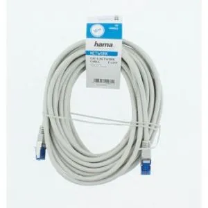 Ağ yama kablosu HAMA F/UTP, CAT 6, RJ-45 - RJ-45, 1 Gbit/s, 10,0 m, Gri, Toplu