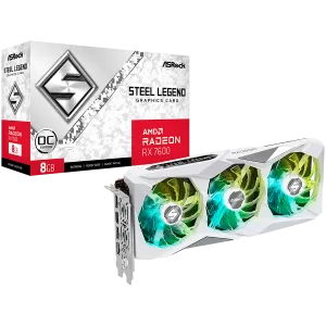 Placă video ASROCK AMD Radeon RX-7600 Steel Legend 8GB GDDR6 128bit, 2725 MHz / 18Gbps, 3x DP 2.1, 1x HDMI, 3 ventilatoare, 2 sloturi