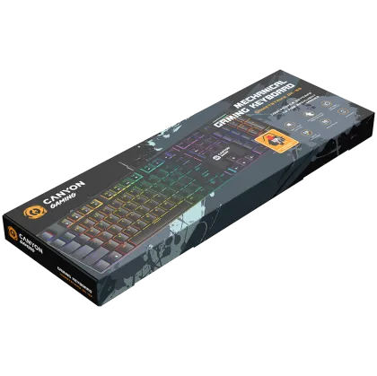 CANYON Cometstrike GK-55, 104keys Mechanical keyboard, 50million times life, GTMX red switch, RGB backlight, 18 modes, 1.8m PVC cable, metal material + ABS, US layout, size: 436*126*26.6mm, weight:820g, black