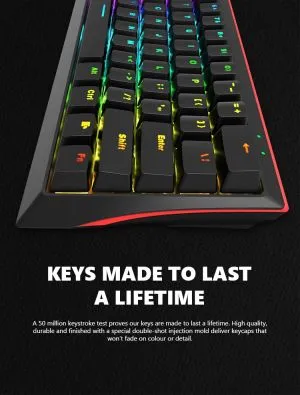 Tastatură de gaming Marvo Tastatură mecanică de gaming 61 de taste TKL - KG962G - comutatoare roșii, RGB