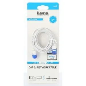 Ağ kablosu HAMA Flexi-Slim, U/UTP CAT 6a, 10 Gbit/s, RJ-45 - RJ45, 3,0 m, Beyaz