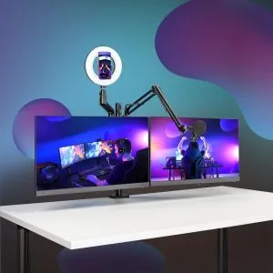 Suport monitor HAMA Streaming, 4 brate, reglabil pe inaltime, pivotant