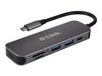 Hub D-LINK 5in1 USB-C cu cititor de carduri