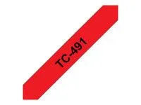 BROTHER P-Touch TC-491 black on red 9mm