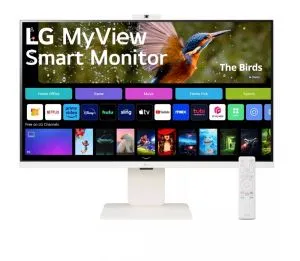 Monitor LG 32SR85U-W, 31,5 inchi IPS Smart webOS, Cameră web Full HD, AG, 5 ms, 1000:1, 400 cd/m, DCI-P3 95%, 4K UHD (3840x2160), ThinQ, HDR 10, HDMI, tip USB -C-PD 90W, Wi-Fi B/in, AirPlay 2, Bluetooth, Difuzoare 5W x 2, Înălțime reglabilă, Înclinare, Al