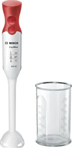 Blender Bosch MSM64010, Blender, ErgoMixx, 450 W, Included transparent jug, White, red