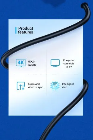 Vention Cable DisplayPort to HDMI 3.0m - 4K, Gold Plated - HFOBI