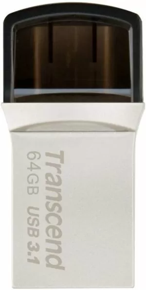 Памет Transcend 64GB JETFLASH 890S, USB 3.1 Type C, Silver Plating