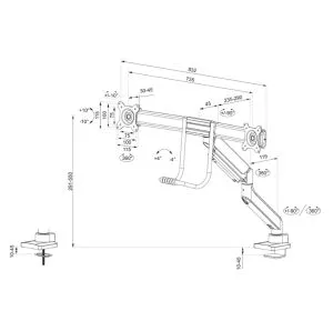 Стойка Neomounts Screen Desk Mount 2 screens (topfix clamp & grommet) for 2 Monitor Screens, Black