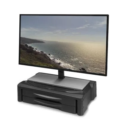 Suport pentru monitor ACT AC8215, Pentru birou, cu 2 sertare, Până la 10 kg, Negru