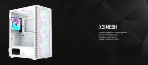 Montech X3 MESH, Mid-tower Case, TG, 6 fixed RGB Fans, White