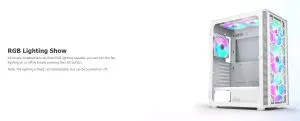 Montech X3 GLASS, Mid-tower Case, TG, 6 fixed RGB Fans, White