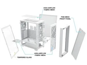 Montech кутия AIR 1000 LITE, Mid-tower Case, TG, 3x120mm Fans, White