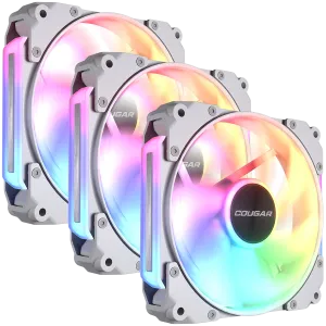 Ventilator Cougar APOLAR 120 ARGB White (pachet 3 ventilatoare), Viteza ventilatorului 600-2200 RPM±200RPM, Debit de aer 75,38 CFM ± 10%, Presiune aer 2,59 mm H2O±10%, Rulment HDB Hydro Dynamic, 490 mm (Ventilator) / 470 mm (ARGB)